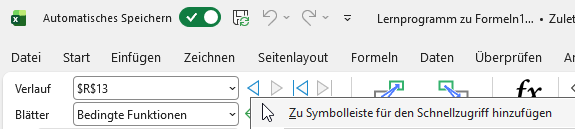 Den Zurück Button für den Verlauf zum Quick-Access hinzufügen