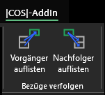 Ribbon menu Bezüge verfolgen