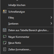 COS Addin Rechtsklick