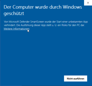 SmartScreen – auf Weitere Informationen klicken