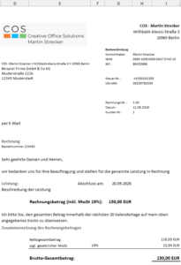 Beispiel vorhandene Excel Rechnung